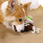 Sloth Shape Plush Squeaky Dog Toy with Cotton Rope - GreenFur