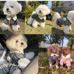 Small Breed Chic Tweed Dog Coat with Necklace and Chest Flower - GreenFur