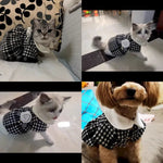 Small Breed Chic Tweed Dog Coat with Necklace and Chest Flower - GreenFur