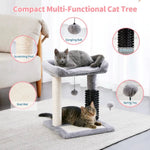 Small Cat Tree Tower with 4 - in - 1 Scratching Post for Indoor Kittens - GreenFur
