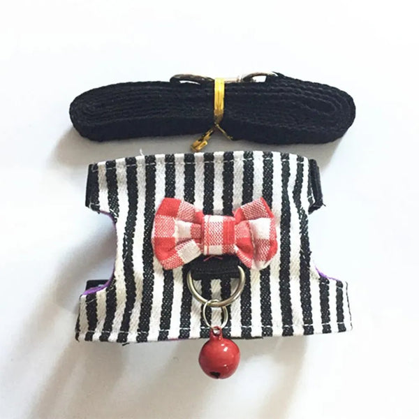 Small Guinea Pig Clothes Hamster Harness and Leash Set with Bowknot Bell - GreenFur
