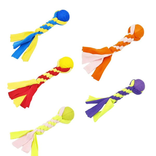 Small Size Colorful Woven Polyester Dog Training Chew Toy Ball - GreenFur