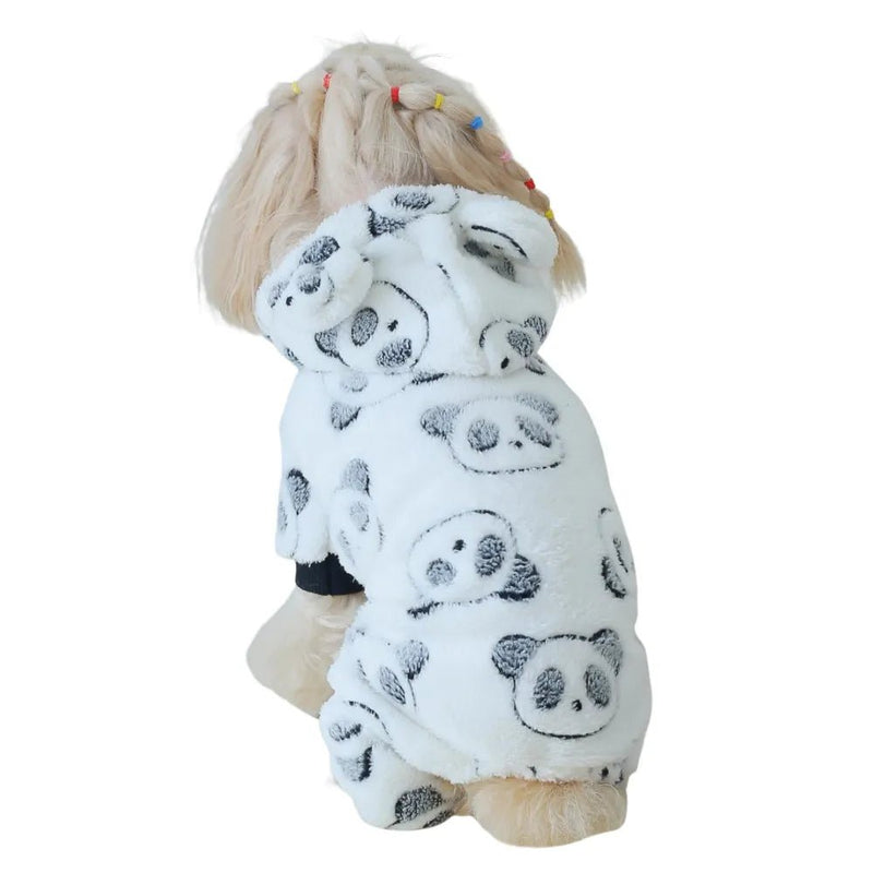Soft and Warm Panda Style Coral Velvet Pet Hooded Boxer Shorts - GreenFur