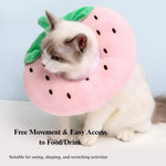 Soft Plush Cat Recovery Collar Fruit Style Anti Licking Neck Ring - GreenFur