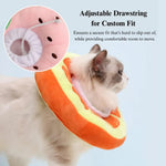 Soft Plush Cat Recovery Collar Fruit Style Anti Licking Neck Ring - GreenFur