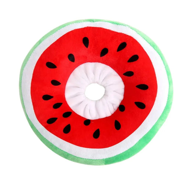 Soft Plush Cat Recovery Collar Fruit Style Anti Licking Neck Ring - GreenFur