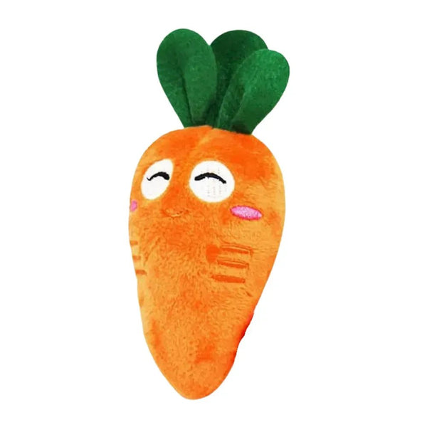 Soft Puppy Squeaky Orange Cute Carrot Pet Plush Toy - GreenFur
