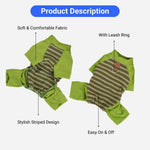 Soft Striped Dog Shirt with Leash Ring for Daily Wear - GreenFur