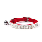 Soft Velvet Bling Diamante Adjustable Cat Safety Collar with Bells - GreenFur