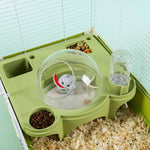 Space Capsule Style Hamster Cage Accessory Set with Water Bottle - GreenFur