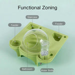 Space Capsule Style Hamster Cage Accessory Set with Water Bottle - GreenFur