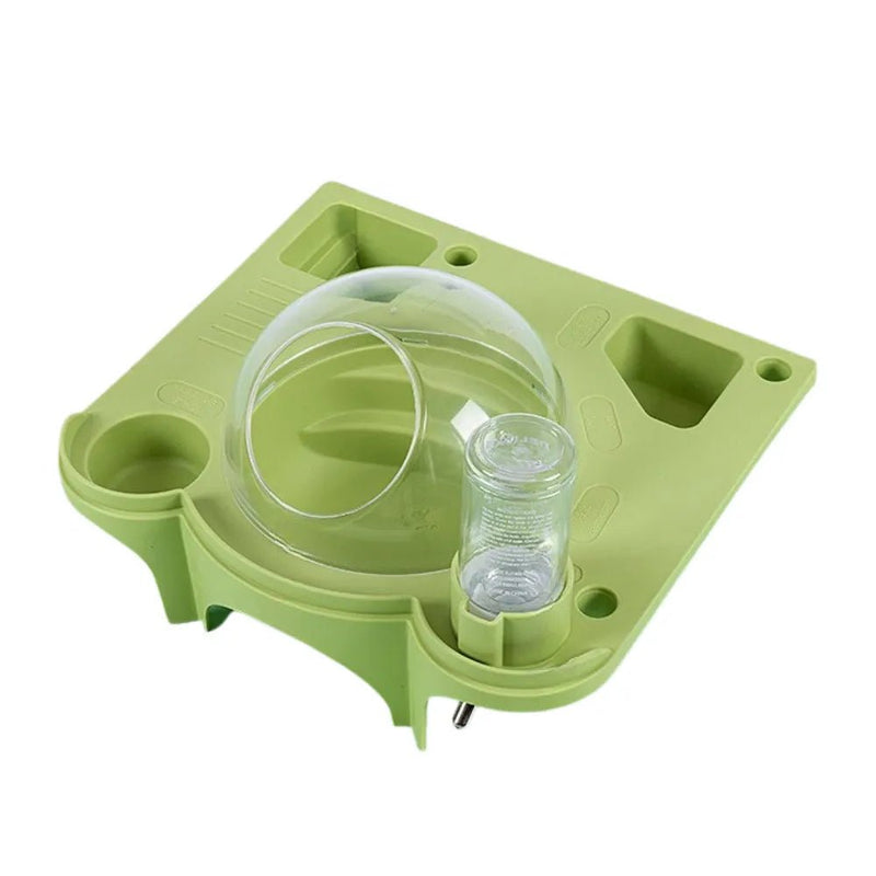 Space Capsule Style Hamster Cage Accessory Set with Water Bottle - GreenFur