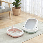 Space - Saving Open Top Cat Litter Box Kitty Litter Box with Scoop - GreenFur