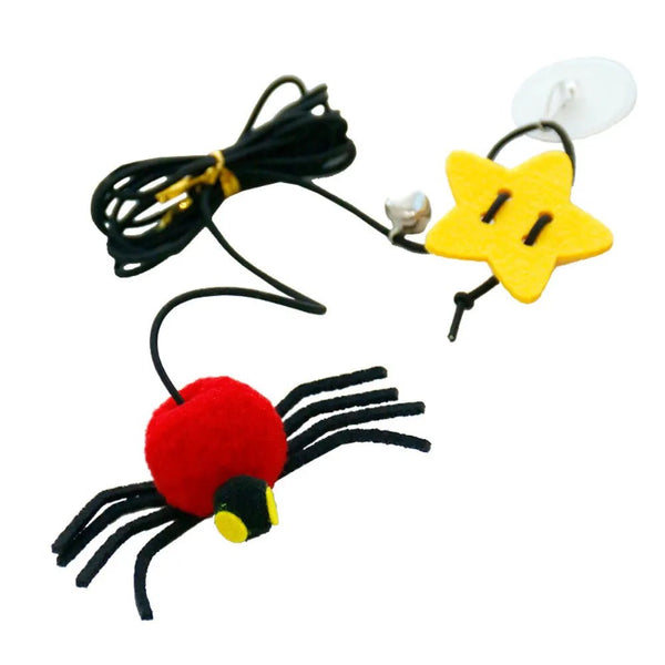 Spider - shaped Cat Toy with Elastic Rope for Door Hanging Fun - GreenFur
