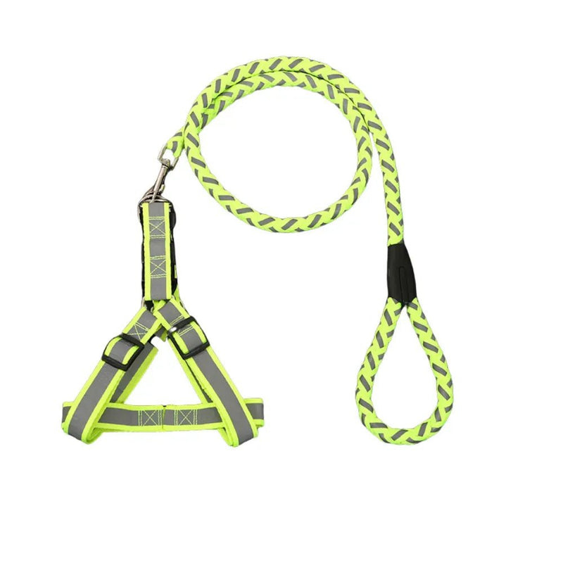 Sporty Reflective Braided Dog Leash with Harness - GreenFur