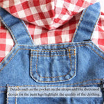 Spring Dog Fashion Plaid Shirt Denim Overalls with Hood - GreenFur