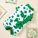 Spring St Patrick Day Dog Shirt Shamrock Print Pet Apparel - GreenFur
