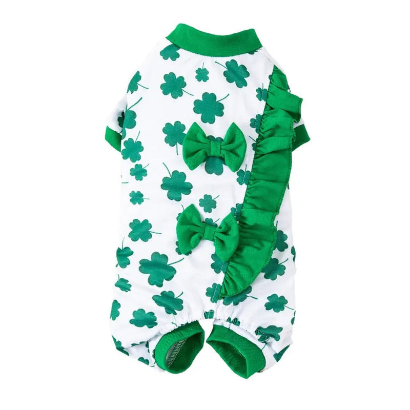 Spring St Patrick Day Dog Shirt Shamrock Print Pet Apparel - GreenFur