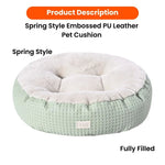 Spring Style Embossed PU Leather Pet Cushion - GreenFur