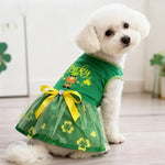 Spring Summer St Patrick Day Dog Dress Green Mesh Outfit - GreenFur