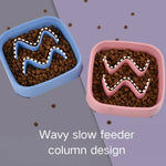 Square Anti - Spill Non - Slip PP Pet Slow Feeder Bowl - GreenFur