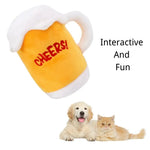 Squeaky Beer Mug Dog Toy Funny Design Pet Plush Chew Toy - GreenFur