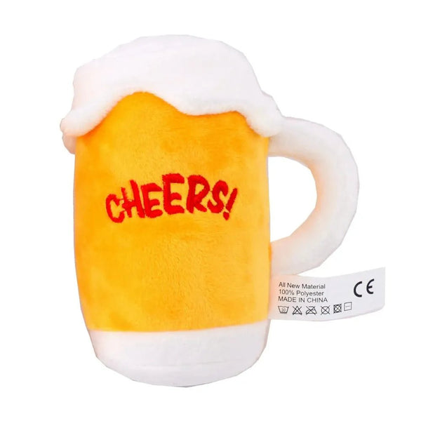 Squeaky Beer Mug Dog Toy Funny Design Pet Plush Chew Toy - GreenFur