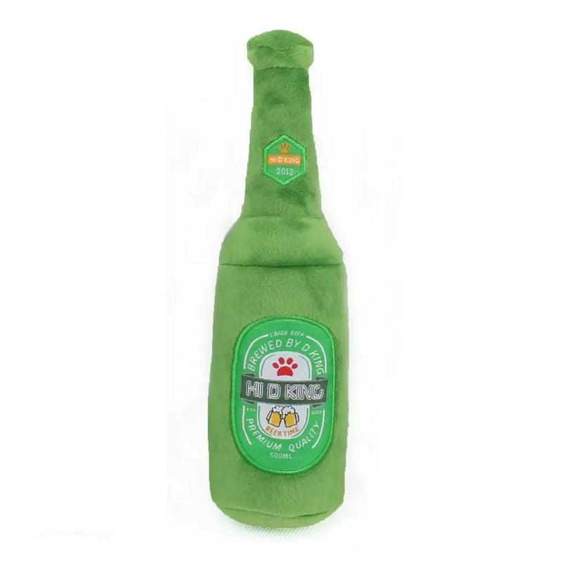 Squeaky Beer Themed Plush Toy Perfect for Dog Playtime - GreenFur