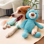 Squeaky Blue Bear Plush Dog Toy - GreenFur