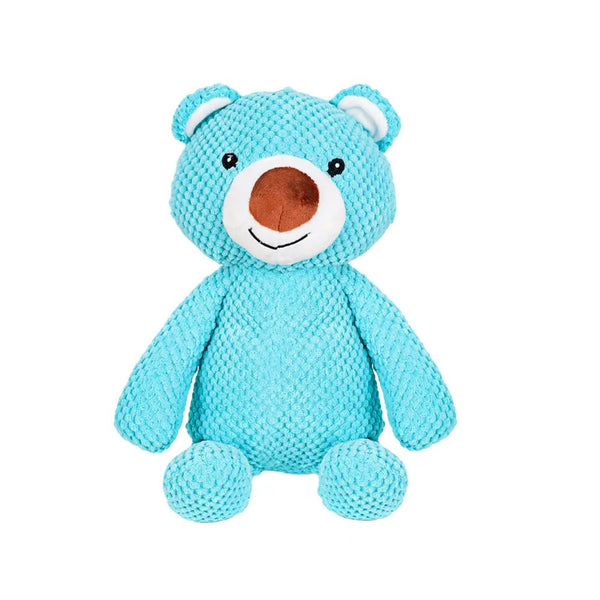 Squeaky Blue Bear Plush Dog Toy - GreenFur