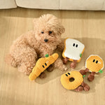 Squeaky Plush Dog Toy Breakfast Bread Series - GreenFur