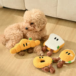 Squeaky Plush Dog Toy Breakfast Bread Series - GreenFur
