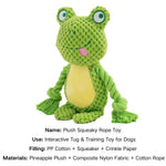 Squeaky Plush Dog Toys with Crinkle Paper Tug Rope - GreenFur