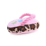 Squeaky Slipper Plush Dog Toy with Knotted Rope - GreenFur