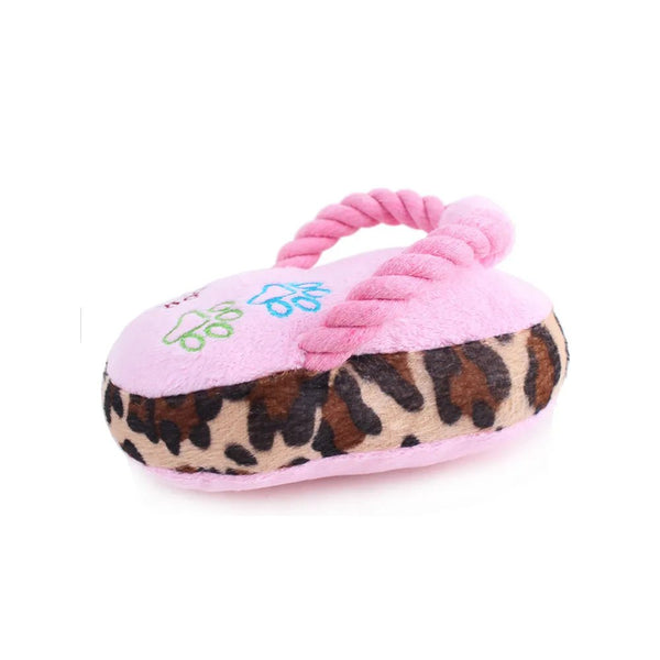 Squeaky Slipper Plush Dog Toy with Knotted Rope - GreenFur