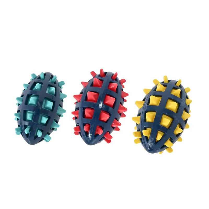 Squeaky Spiked TPR Dog Toy for Chewing and Teeth Cleaning - GreenFur