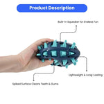 Squeaky Spiked TPR Dog Toy for Chewing and Teeth Cleaning - GreenFur
