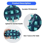 Squeaky Spiked TPR Dog Toy for Chewing and Teeth Cleaning - GreenFur