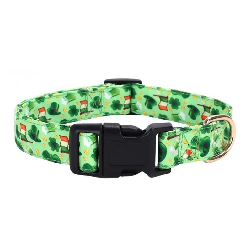 St Patrick Day Beer Clover Printed Dog Collar Festive Pet Accessory - GreenFur