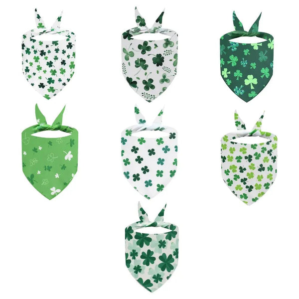 St Patrick Day Clover Bandana Pet Bib Scarf for Cats and Dogs - GreenFur