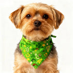 St Patrick Day Clover Pet Bandana Triangle Scarf for Cats and Dogs - GreenFur