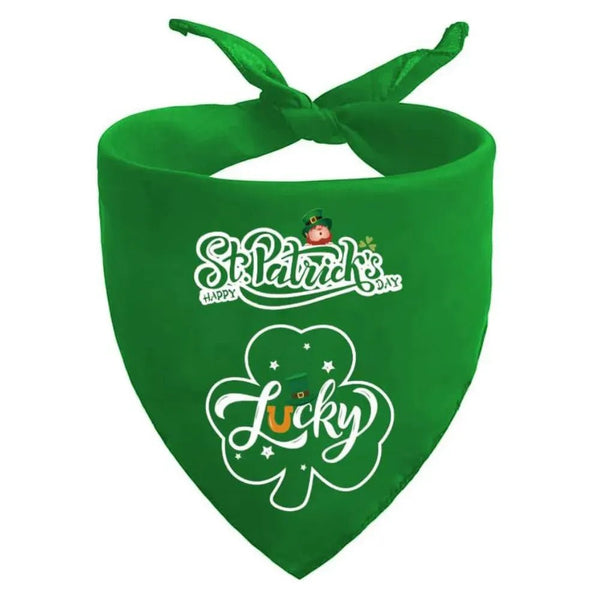 St Patrick Day Dog Bandana Shamrock Pet Scarf Holiday Accessory - GreenFur