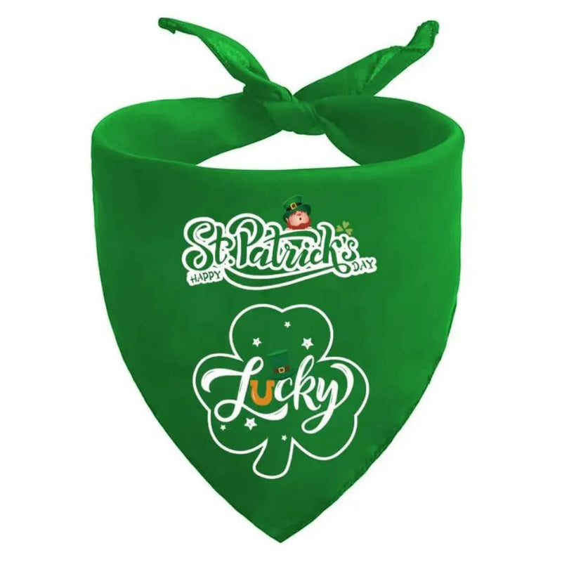 St Patrick Day Dog Bandana Shamrock Pet Scarf Holiday Accessory - GreenFur