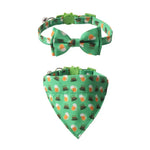 St Patrick Day Green Cat Collar Two Piece Set - GreenFur