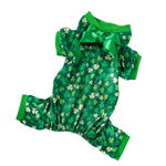 St Patrick Day Pet Pajamas Shamrock Green Four Leg Sleepwear - GreenFur