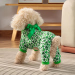 St Patrick Day Pet Pajamas Shamrock Green Four Leg Sleepwear - GreenFur