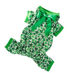 St Patrick Day Pet Pajamas Shamrock Green Four Leg Sleepwear - GreenFur
