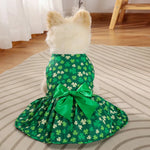 St Patrick Day Pet Princess Dress Shamrock Party Outfit - GreenFur