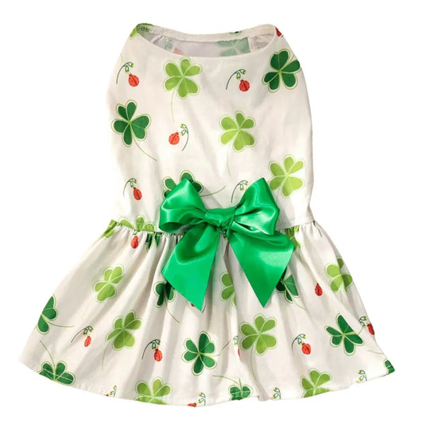 St Patrick Day Pet Princess Dress Shamrock Party Outfit - GreenFur