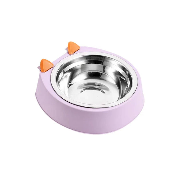 Stainless Steel Hanging Pet Bowl Cat Ear Design Food and Water Feeder - GreenFur